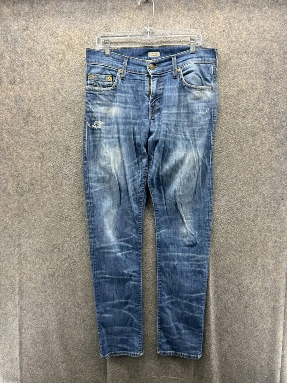 True Religion Geno Relaxed Slim Jeans Mens 32 Blue Stretch Denim Distressed